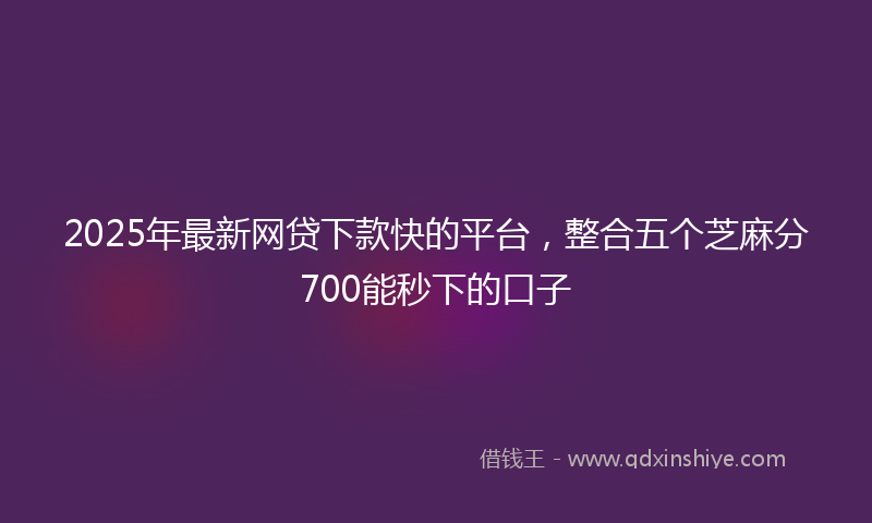 2025年最新网贷下款快的平台，整合五个芝麻分700能秒下的口子