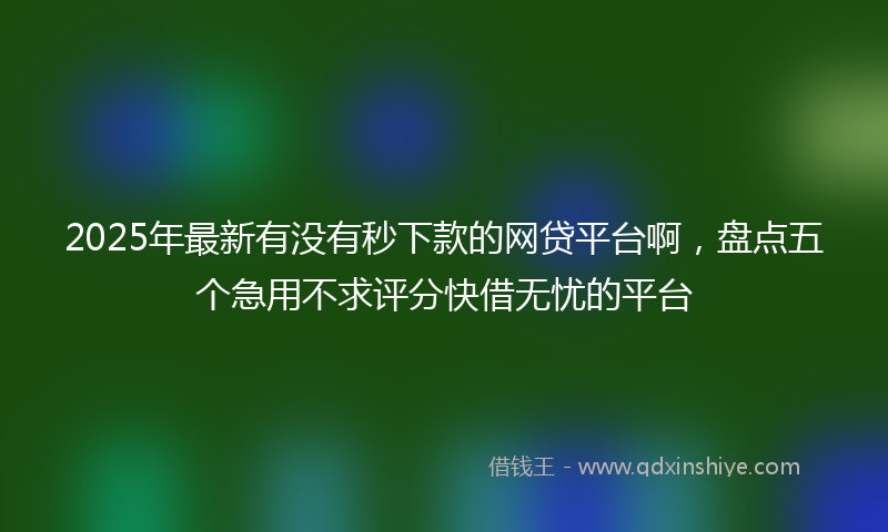 2025年最新有没有秒下款的网贷平台啊，盘点五个急用不求评分快借无忧的平台