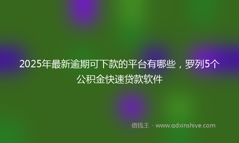 2025年最新逾期可下款的平台有哪些，罗列5个公积金快速贷款软件
