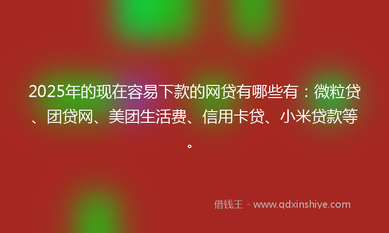 2025年的现在容易下款的网贷有哪些有：微粒贷、团贷网、美团生活费、信用卡贷、小米贷款等。