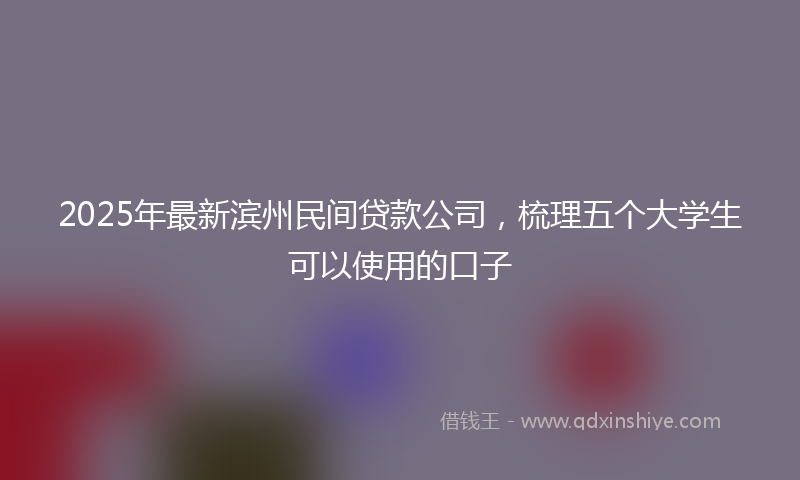 2025年最新滨州民间贷款公司，梳理五个大学生可以使用的口子