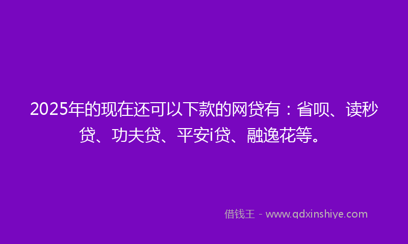 2025年的现在还可以下款的网贷有：省呗、读秒贷、功夫贷、平安i贷、融逸花等。