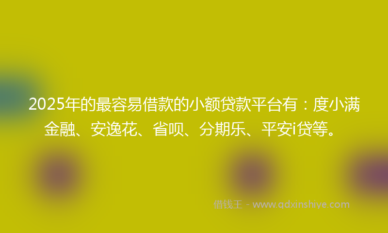 2025年的最容易借款的小额贷款平台有：度小满金融、安逸花、省呗、分期乐、平安i贷等。