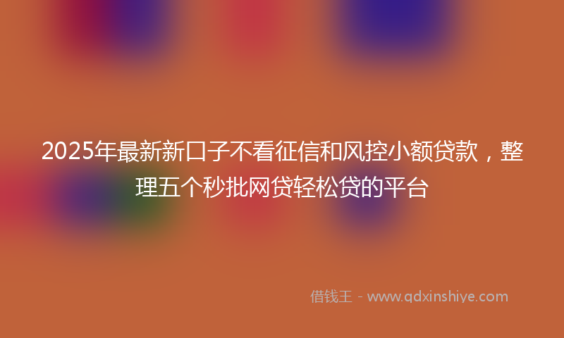2025年最新新口子不看征信和风控小额贷款，整理五个秒批网贷轻松贷的平台