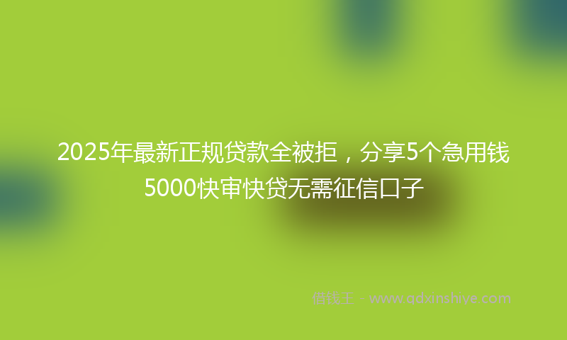2025年最新正规贷款全被拒，分享5个急用钱5000快审快贷无需征信口子
