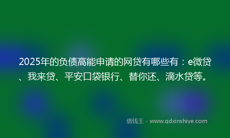 2025年的负债高能申请的网贷有哪些有：e微贷、我来贷、平安口袋银行、替你还、滴水贷等。