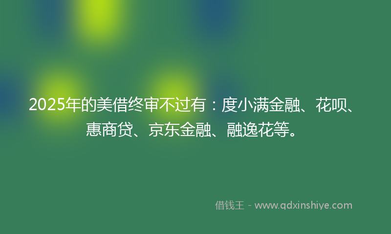 2025年的美借终审不过有：度小满金融、花呗、惠商贷、京东金融、融逸花等。