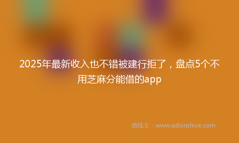 2025年最新收入也不错被建行拒了，盘点5个不用芝麻分能借的app