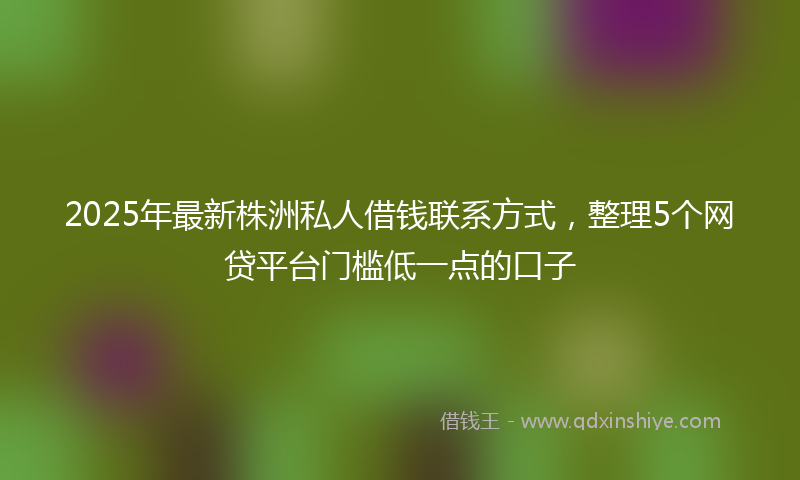 2025年最新株洲私人借钱联系方式，整理5个网贷平台门槛低一点的口子