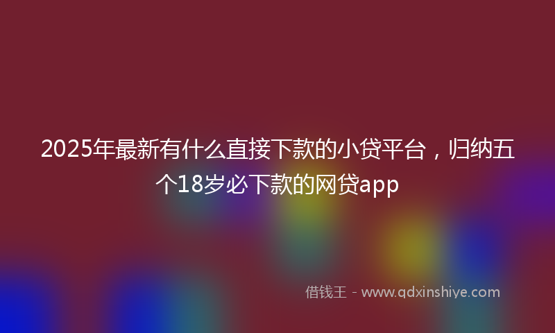 2025年最新有什么直接下款的小贷平台，归纳五个18岁必下款的网贷app