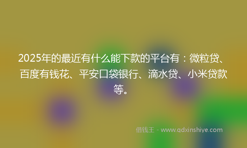 2025年的最近有什么能下款的平台有：微粒贷、百度有钱花、平安口袋银行、滴水贷、小米贷款等。
