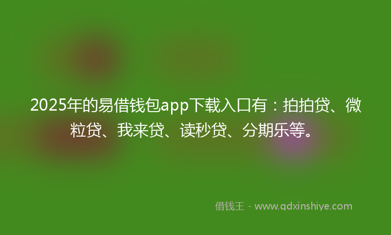 2025年的易借钱包app下载入口有：拍拍贷、微粒贷、我来贷、读秒贷、分期乐等。