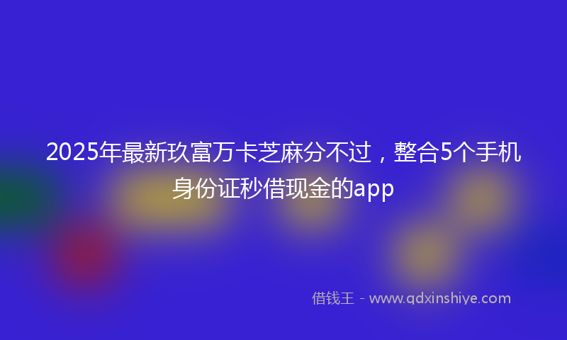 2025年最新玖富万卡芝麻分不过，整合5个手机身份证秒借现金的app