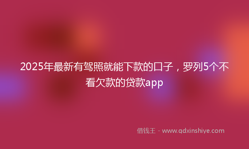 2025年最新有驾照就能下款的口子，罗列5个不看欠款的贷款app