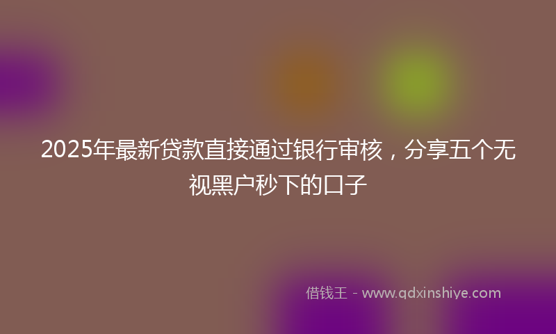 2025年最新贷款直接通过银行审核，分享五个无视黑户秒下的口子