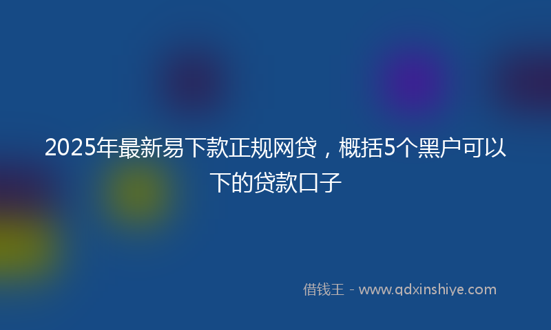 2025年最新易下款正规网贷，概括5个黑户可以下的贷款口子