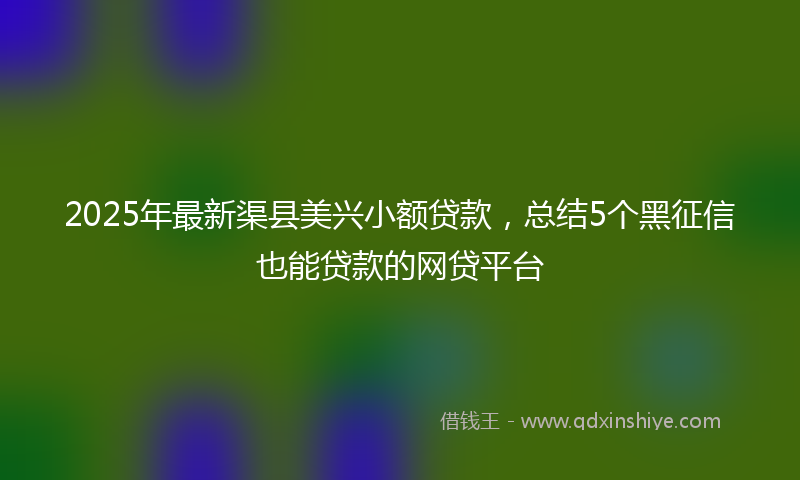 2025年最新渠县美兴小额贷款，总结5个黑征信也能贷款的网贷平台