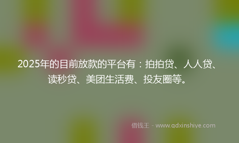 2025年的目前放款的平台有：拍拍贷、人人贷、读秒贷、美团生活费、投友圈等。