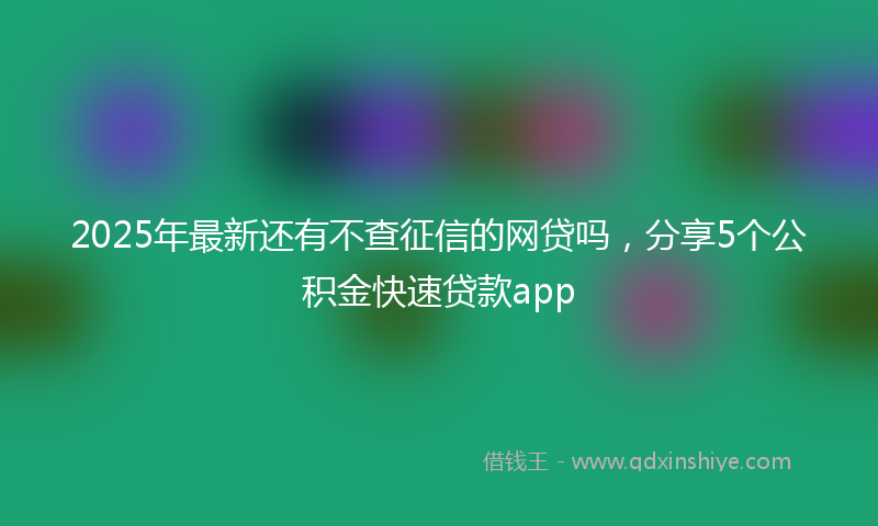 2025年最新还有不查征信的网贷吗，分享5个公积金快速贷款app