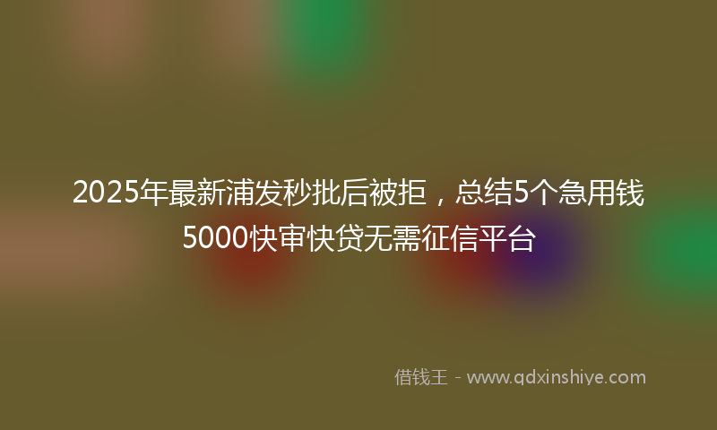 2025年最新浦发秒批后被拒，总结5个急用钱5000快审快贷无需征信平台