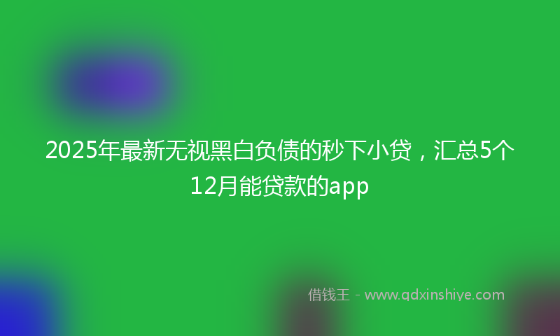 2025年最新无视黑白负债的秒下小贷，汇总5个12月能贷款的app