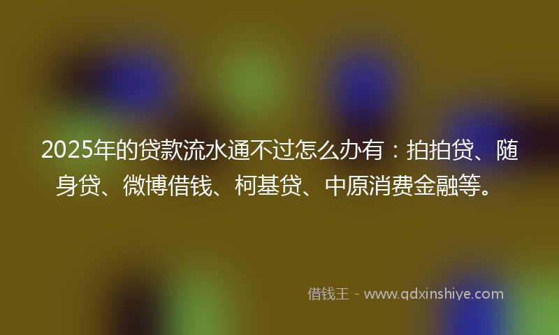 2025年的贷款流水通不过怎么办有：拍拍贷、随身贷、微博借钱、柯基贷、中原消费金融等。