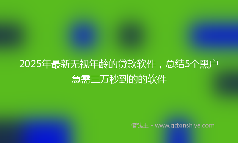 2025年最新无视年龄的贷款软件，总结5个黑户急需三万秒到的的软件