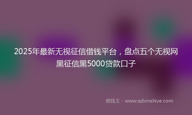 2025年最新无视征信借钱平台，盘点五个无视网黑征信黑5000贷款口子