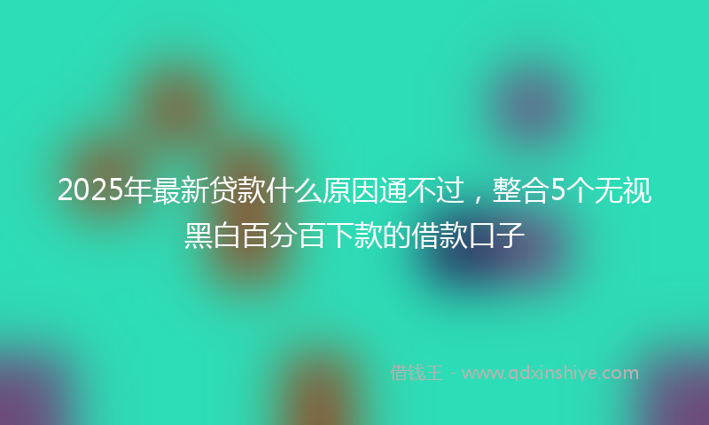 2025年最新贷款什么原因通不过，整合5个无视黑白百分百下款的借款口子