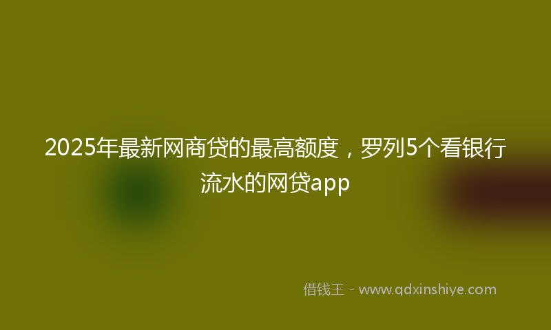 2025年最新网商贷的最高额度，罗列5个看银行流水的网贷app