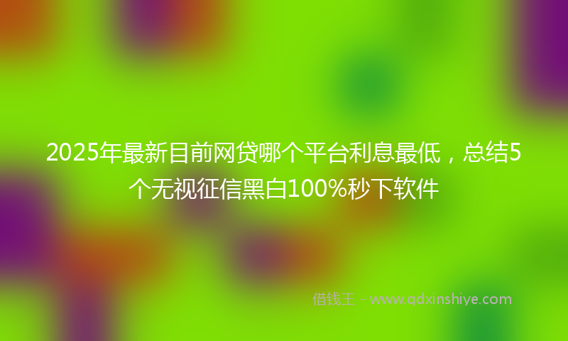 2025年最新目前网贷哪个平台利息最低，总结5个无视征信黑白100%秒下软件