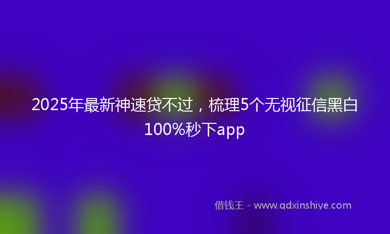 2025年最新神速贷不过，梳理5个无视征信黑白100%秒下app