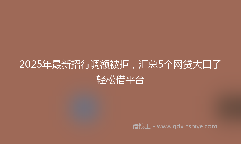 2025年最新招行调额被拒，汇总5个网贷大口子轻松借平台
