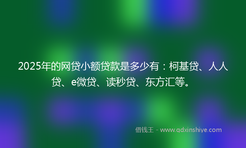 2025年的网贷小额贷款是多少有：柯基贷、人人贷、e微贷、读秒贷、东方汇等。