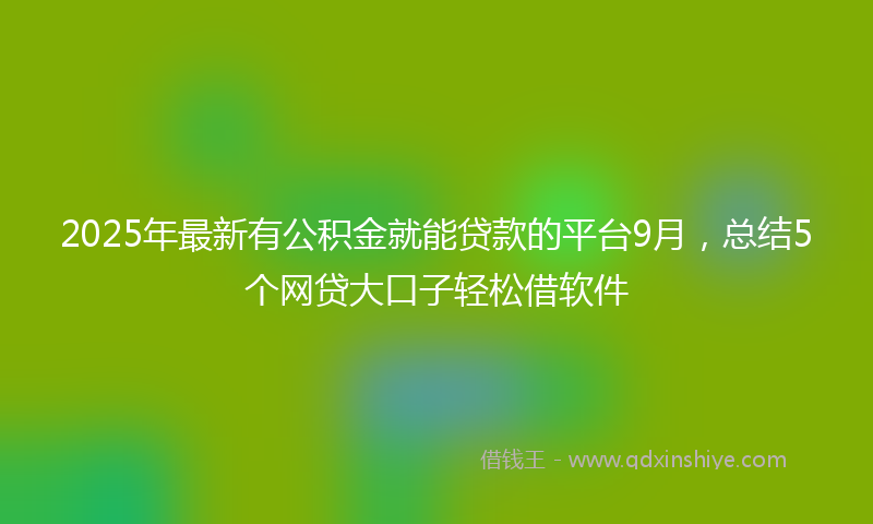 2025年最新有公积金就能贷款的平台9月，总结5个网贷大口子轻松借软件