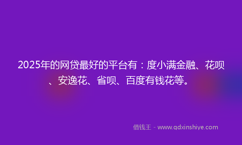 2025年的网贷最好的平台有：度小满金融、花呗、安逸花、省呗、百度有钱花等。