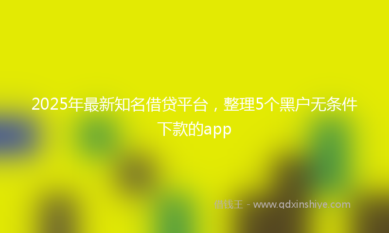 2025年最新知名借贷平台，整理5个黑户无条件下款的app