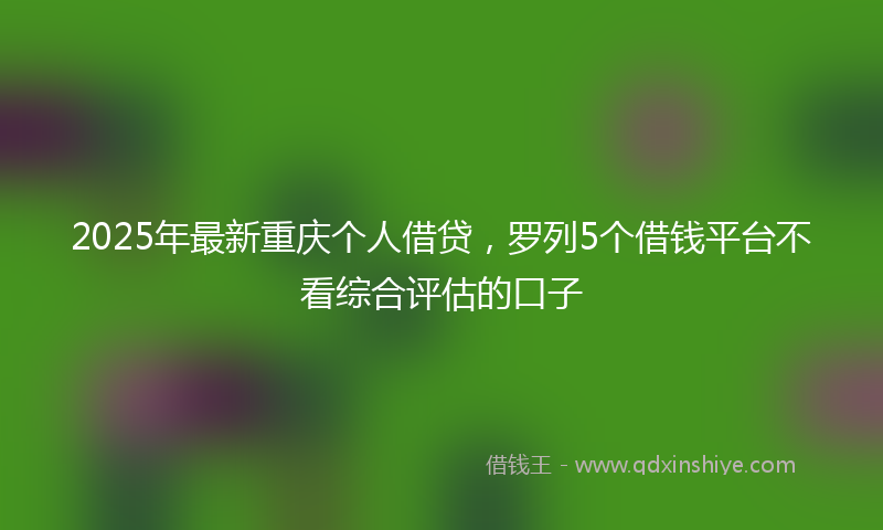 2025年最新重庆个人借贷，罗列5个借钱平台不看综合评估的口子
