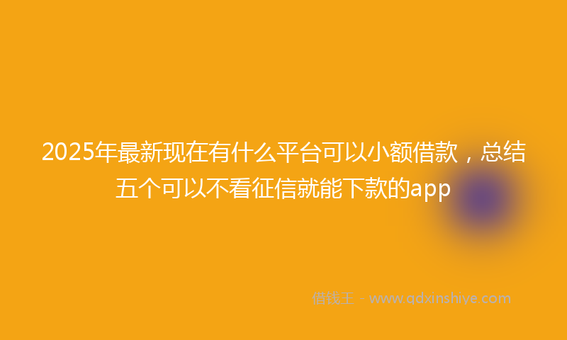 2025年最新现在有什么平台可以小额借款，总结五个可以不看征信就能下款的app