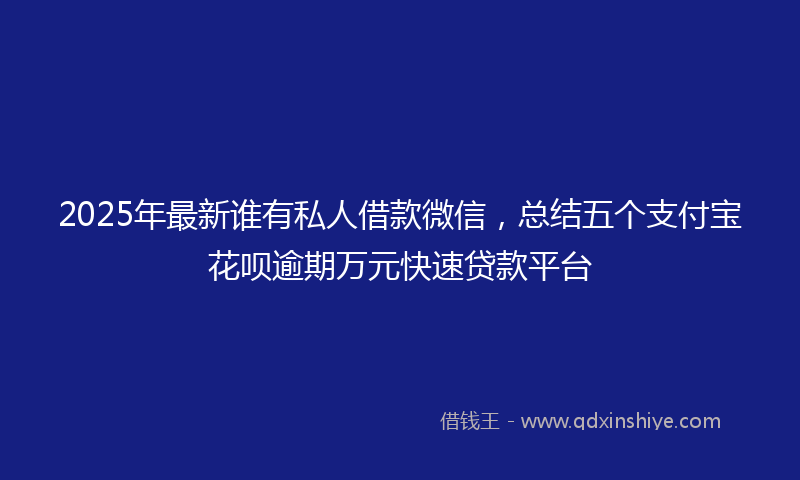 2025年最新谁有私人借款微信，总结五个支付宝花呗逾期万元快速贷款平台