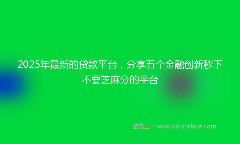 2025年最新的贷款平台，分享五个金融创新秒下不要芝麻分的平台