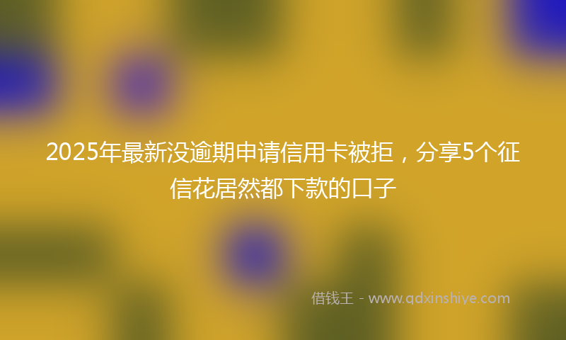 2025年最新没逾期申请信用卡被拒，分享5个征信花居然都下款的口子