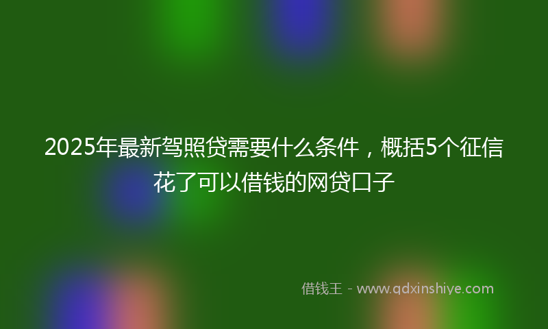 2025年最新驾照贷需要什么条件，概括5个征信花了可以借钱的网贷口子