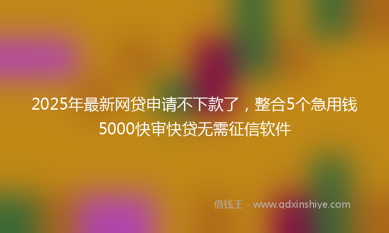 2025年最新网贷申请不下款了，整合5个急用钱5000快审快贷无需征信软件