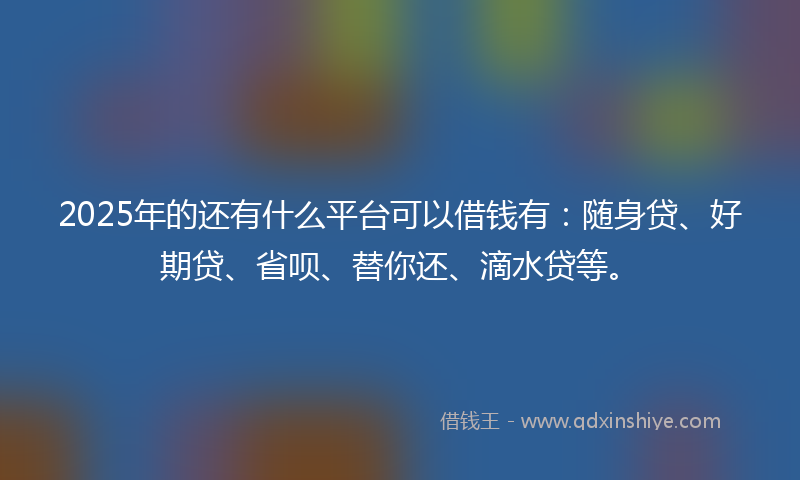 2025年的还有什么平台可以借钱有：随身贷、好期贷、省呗、替你还、滴水贷等。