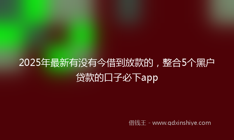 2025年最新有没有今借到放款的，整合5个黑户贷款的口子必下app
