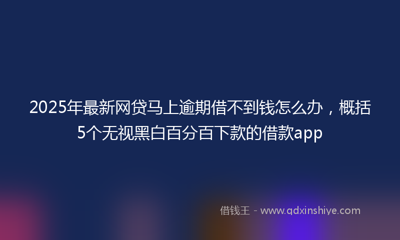 2025年最新网贷马上逾期借不到钱怎么办，概括5个无视黑白百分百下款的借款app