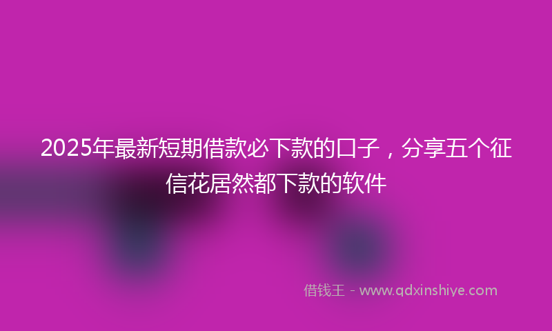 2025年最新短期借款必下款的口子，分享五个征信花居然都下款的软件
