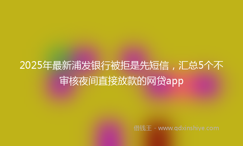 2025年最新浦发银行被拒是先短信，汇总5个不审核夜间直接放款的网贷app