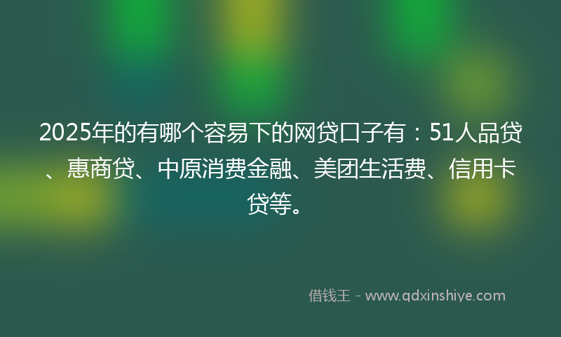 2025年的有哪个容易下的网贷口子有：51人品贷、惠商贷、中原消费金融、美团生活费、信用卡贷等。